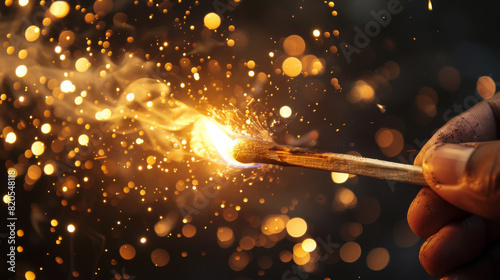 Matchstick catching fire like the spark of a bigger event