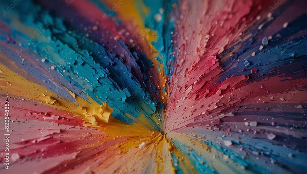 Obraz premium Elegant pastel paint strokes texture with vivid blends of pink, blue, and yellow. Ideal for artistic and design projects.