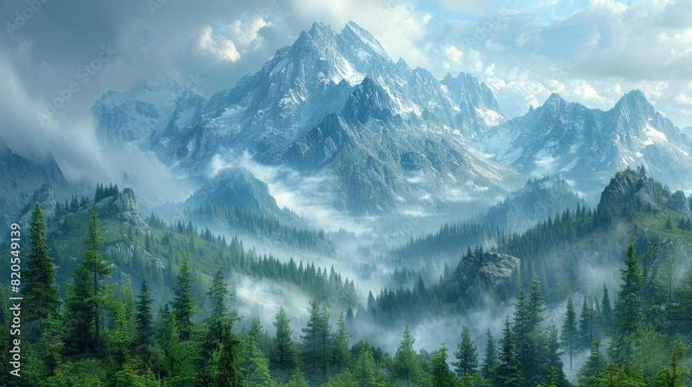 Fototapeta premium Background The Enchantment of Mountains and Valleys