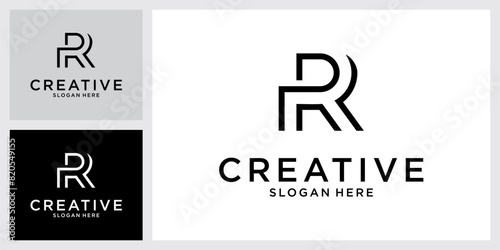 RR or R initial letter logo design vector