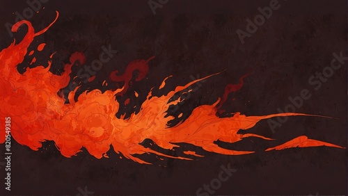 closeup red flame with thick smoke fog texture background illustration from Generative AI photo