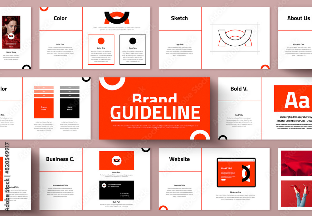 Red Brand Guideline Presentation Stock Template | Adobe Stock