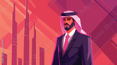 Modern saudi businessman in fashionable suit and shem photo