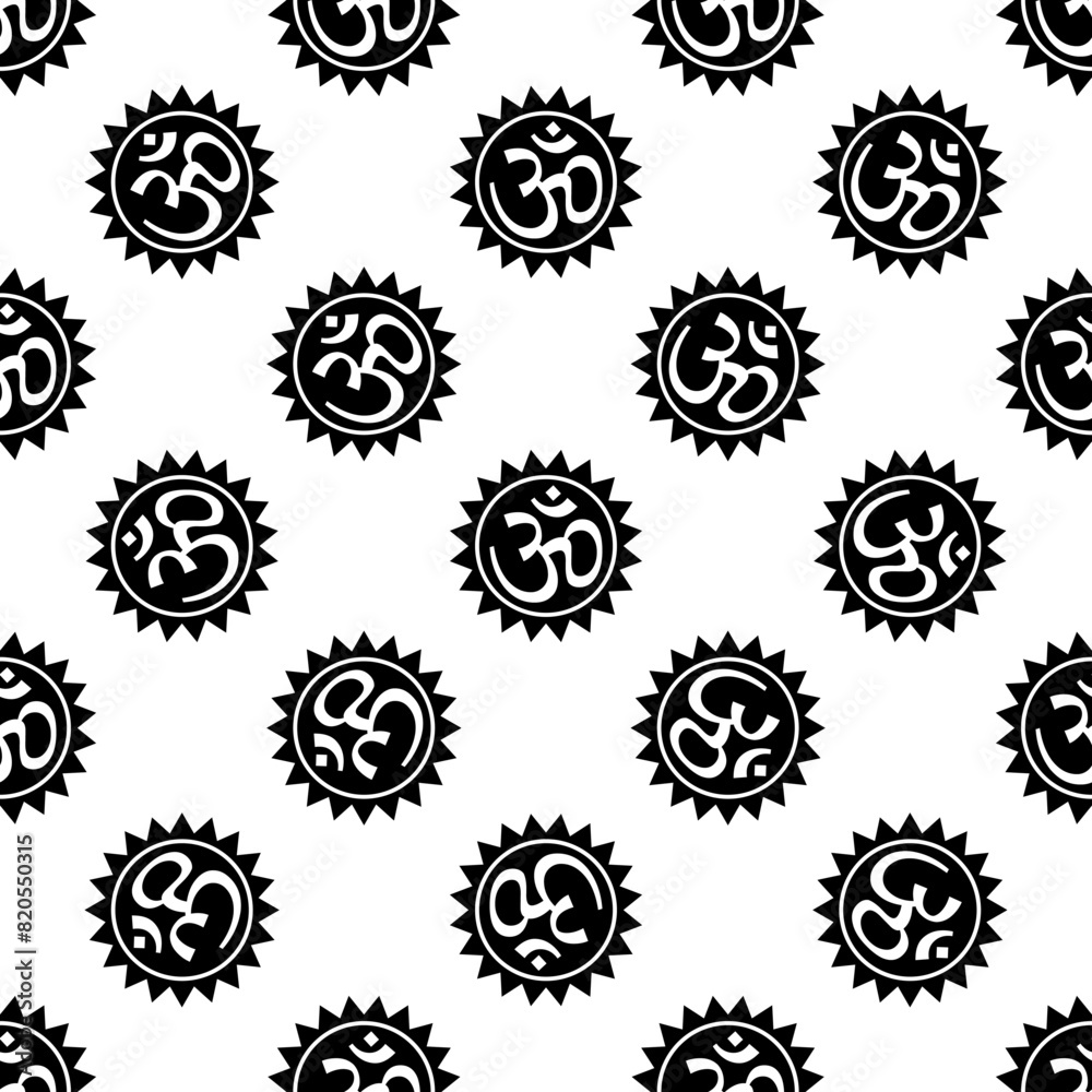 Aum (Om) The Holy Motif Seamless Pattern