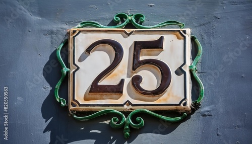 Generated image of house number twenty five on a tiles on the wall 