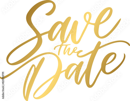 Εκτύπωση καμβά Golden save the date lettering calligraphy