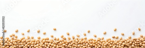 soy beans on border side on plain white background copyspace banner from Generative AI photo