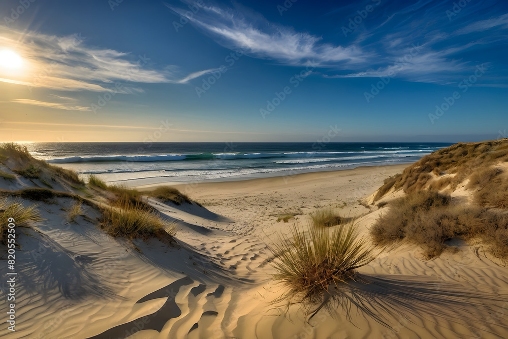 A landscape where desert meets with the ocean A landscape where desert meets with the ocean
