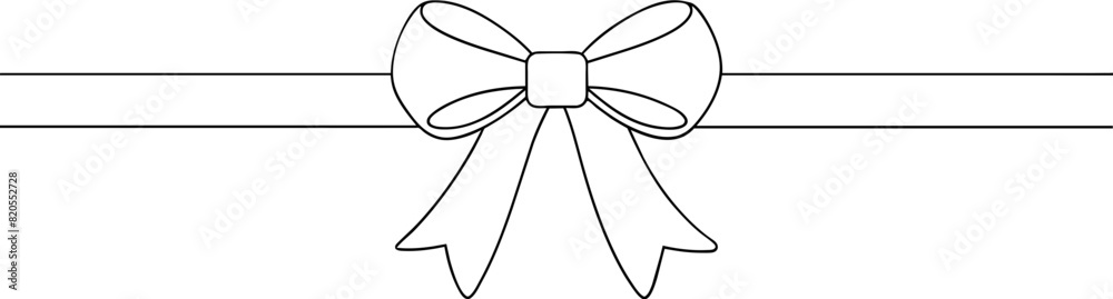 Fototapeta premium Bow and ribbon horizontal long satin