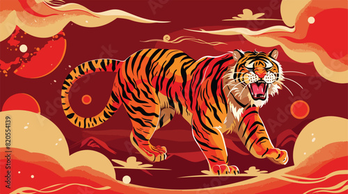 Nappy New Year postcard with Chinese angry tiger roar