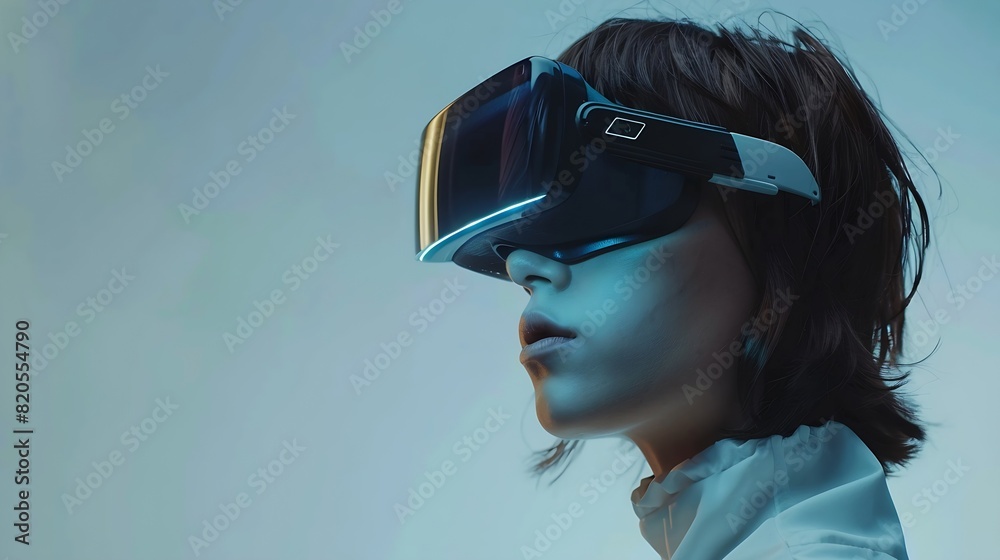 Woman with glasses of virtual reality Future technology concept : Generative AI Woman with glasses of virtual reality Future technology concept : Generative AI