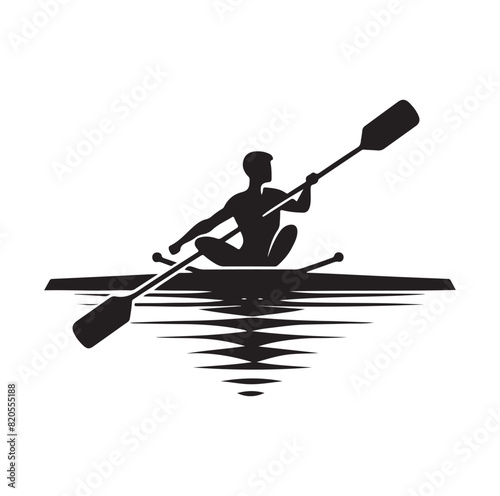 Rowing isolated vector silhouette illustration
