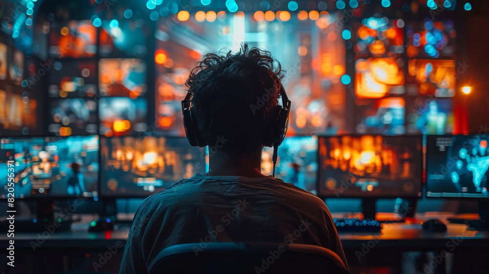 Fototapeta premium Development of technology in the world of online entertainment,generative ai