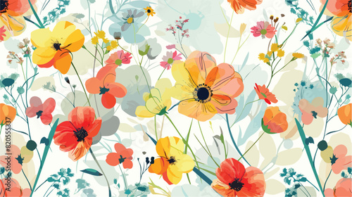 Natural seamless pattern with translucent blooming sp