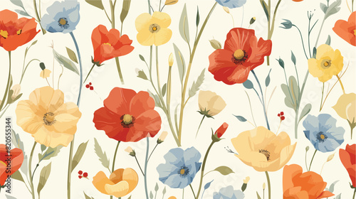 Natural seamless pattern with translucent blooming sp