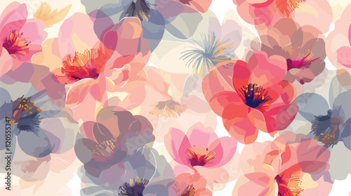 Natural seamless pattern with translucent blooming sp