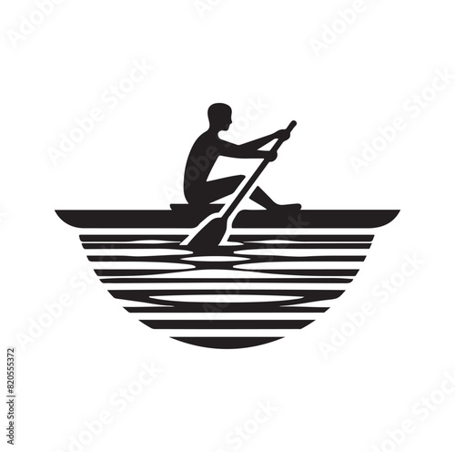 Rowing isolated vector silhouette illustration