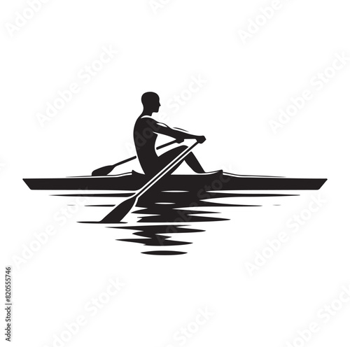 Rowing isolated vector silhouette illustration