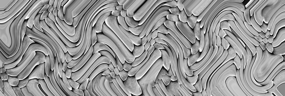 Light wavy volumetric background. Plaster texture. Abstract wide 3d illustration