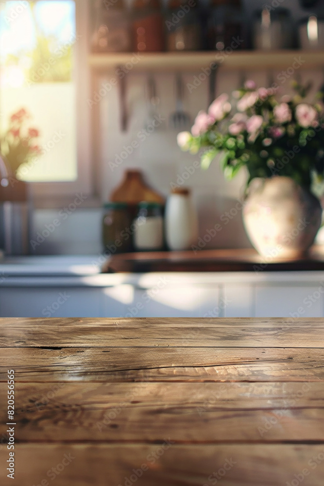 A desk top with blurred background of kitchen. Good for background A desk top with blurred background of kitchen. Good for background