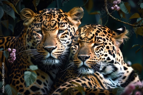 A pair of jaguars in the jungle