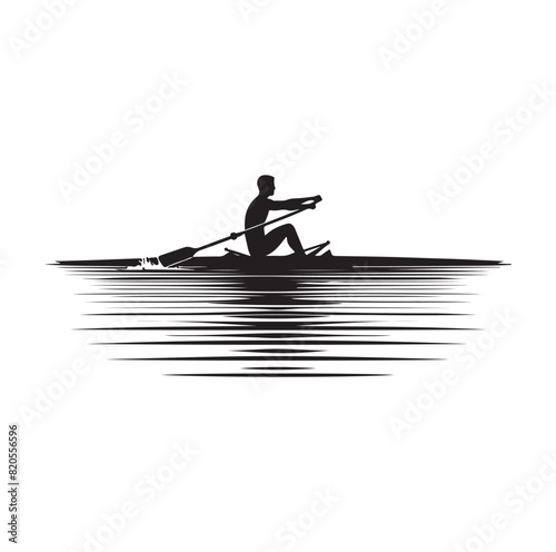 Rowing isolated vector silhouette illustration
