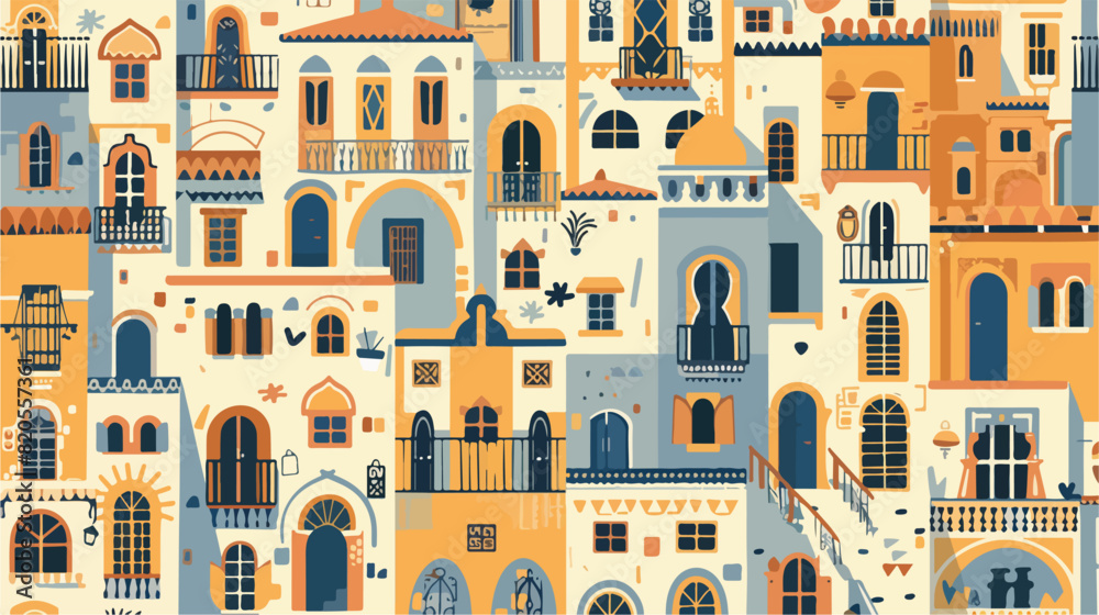 Old architecture seamless pattern. Buildings houses e