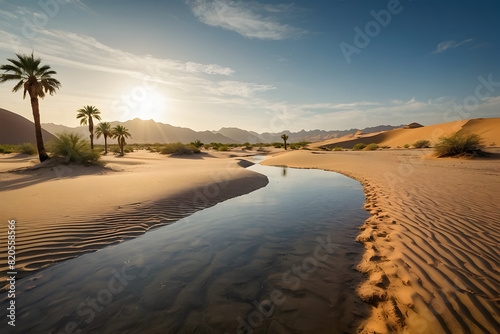 A peaceful oasis in the middle of desert photo
