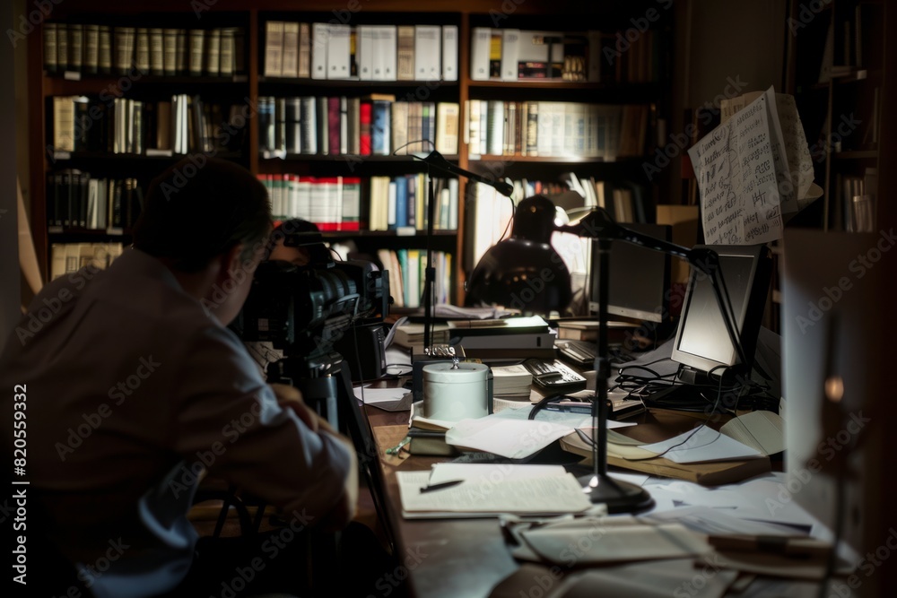 Investigative journalists uncovering a major scandal through in-depth research, Generative AI
