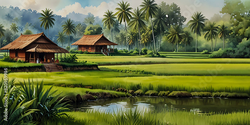 rice terraces in island generative Ai