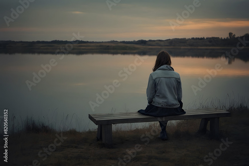 A girl with sadness and loneliness