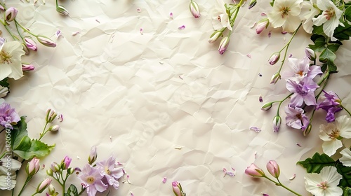 beautiful spring flowers on paper background : Generative AI