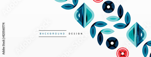 Colorful triangles and round shapes background. Template for wallpaper, banner, presentation, background photo