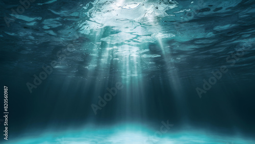 Underwater Sea - Deep Abyss With Blue Sun light