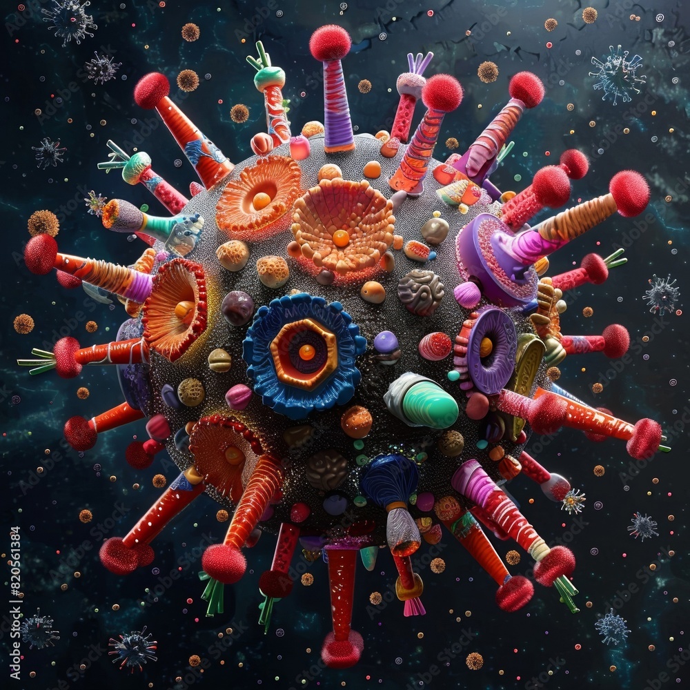 A Scientific Illustration of a Virus Structure, Highlighting Its Components Such as the Capsid, Envelope, and Genetic Material A Scientific Illustration of a Virus Structure, Highlighting Its Components Such as the Capsid, Envelope, and Genetic Material