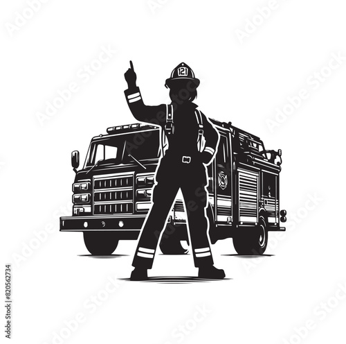 firefighter car vector illustration icon