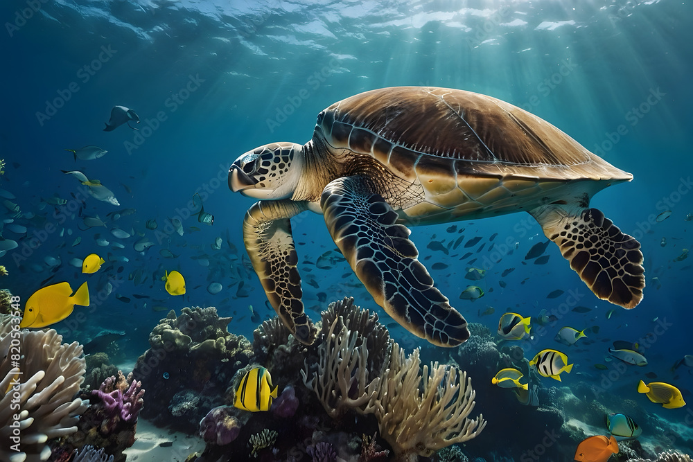 Obraz premium A landscape of an underwater coral reefs