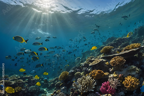 A landscape of an underwater coral reefs photo