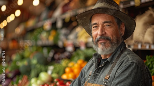 Connecting Communities Through Fresh Organic Choices - Farmer Selling Produce at Local Store