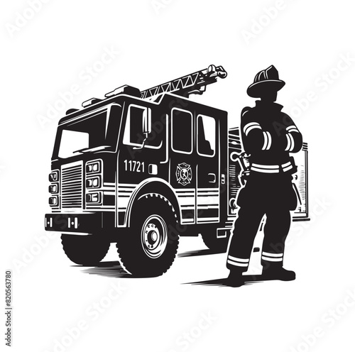 firefighter car vector illustration icon