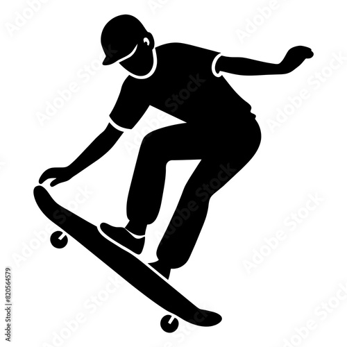 Silhouette of a skateboarder doing a kickflip 