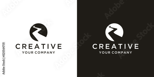 Abstrack creek river logo design for digital technology 