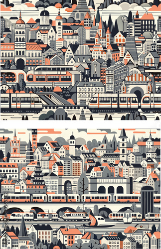 Train passing through the city