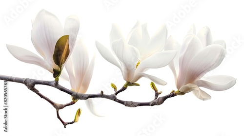 Beautiful magnolia flower bouquet isolated on white background   Generative AI