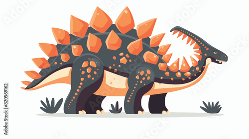 Profile of stegosaurus dino with spikes and plates on