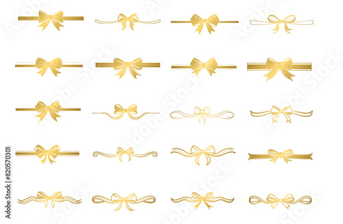 Golden Bow and ribbon horizontal long satin