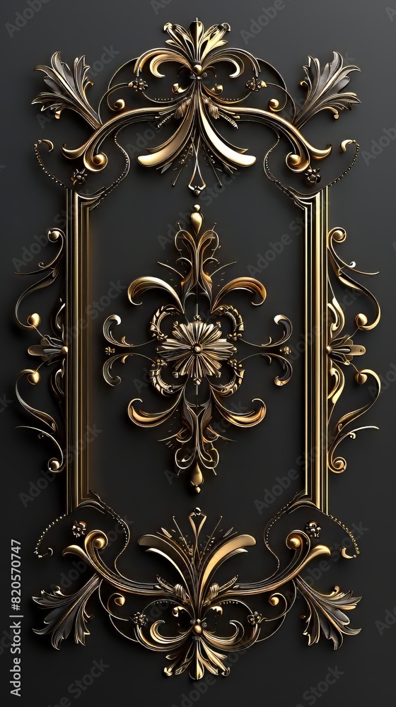 Circle Gold Frame With Engrave Gold in Black Background Circle Gold Frame With Engrave Gold in Black Background