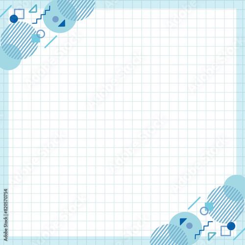 幾何学模様と方眼紙との水色背景　正方形