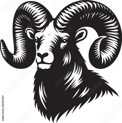 Bighorn sheep Black Vector art White Background Free Download
