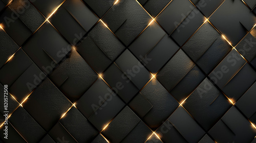 abstract luxury black background metal square line gold light effect pattern. black background with square shapes. Luxury Black gold background pattern seamless geometric line stripe chevron square.
